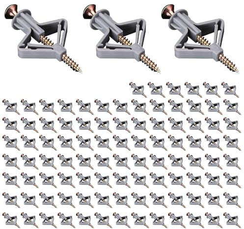 Vordpe 100 Gipskartondübel Und Schrauben Set, Trockenbau Dübel, Dübel Hohlraum, 50 Dübel, 50 Schrauben, Hohlraumdübel, Rigipsdübel Für Gipskarton, Gipsfaserplatten, Befestigung In Beton