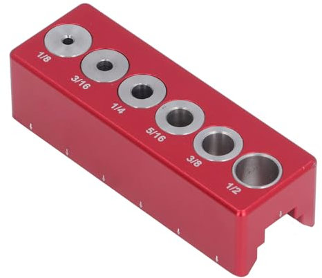 1/8 Zoll 3/16 Zoll 1/4 Zoll 5/16 Zoll 3/8 Zoll 1/2 Zoll Runder Holzdübel-Bohrlehren-Bohrführungsblock aus Aluminiumlegierung, Lochbohrortung für die Holzbearbeitung mit Präzisem