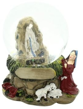 Palla da neve di Nostra Signora di Lourdes con Bernadette, palla da neve, culto cristiano in resina