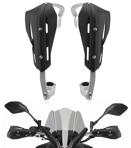 WODHMIEY Protector de mano universal para motocicleta, ajustable, de aleación de aluminio y plástico PP, resistente a los golpes, protege contra la lluvia, el polvo y el barro, mango plateado