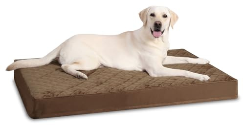 NUPIDA Orthopädische Hundebetten für extra große Hunde, wasserdicht, mit abnehmbarem, waschbarem Bezug und rutschfester Unterseite, gesteppte Hundematratze für Kiste, 119 x 73 cm, Braun