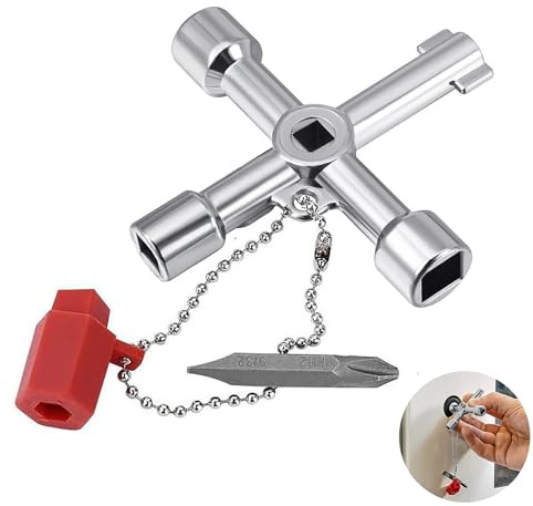 7 in 1 Meter Box Key, Electric Box Key, Panel Key, Electric Meter Box Key, Radiator Key, UK Electric Gas Heating Key, Valve Key, for Bin Cupboard Hatch Cabinet Commercial Door Alloy