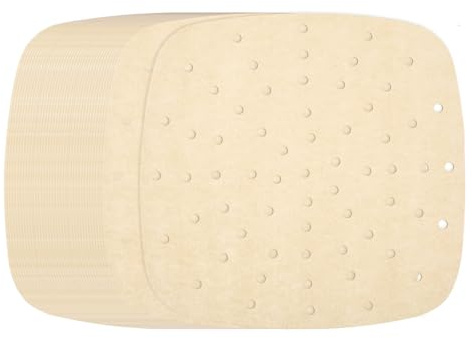 QUARKZMAN 100 Stück Airfryer Backpapier, 25cm Quadrat Air Fryer Paper Perforiertes Backpapier, Antihaft Wasserdicht Ölfest, für Heißluftfritteuse, Bratpfanne, Ofen, Fritteuse, Braun