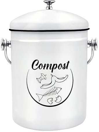 Compost Basket with Lid, 5L Odour Resistant Kitchen Compost Basket with Lid | Fruit Vegetable Waste Collector Rust Rust Resist Tyre P