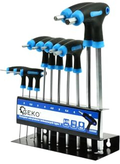 BSD T-Hex Schraubendreher Set 10-teilig 2-10mm – Ergonomische Griffe, CrV-Werkzeugstahl, mit Wandhalterung für praktische und platzsparende Aufbewahrung.