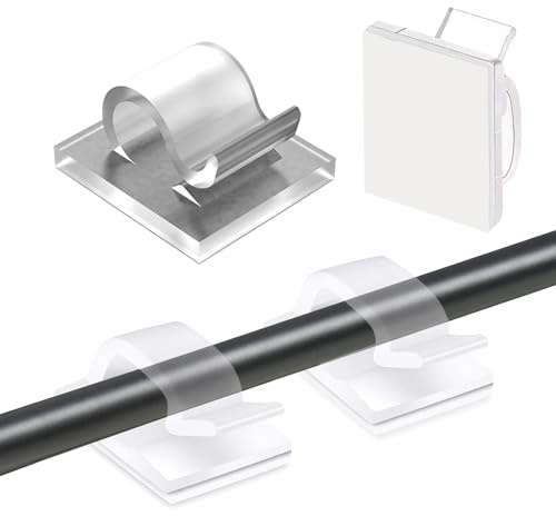 YUNYU Transparente selbstklebende Kabel-Clips, starke 3M-Rückseite, Kabel-Clips für Kabel, Ladegeräte und Kopfhörer, platzsparende selbstklebende Kabel-Clips, Organizer für Wände, Schreibtische