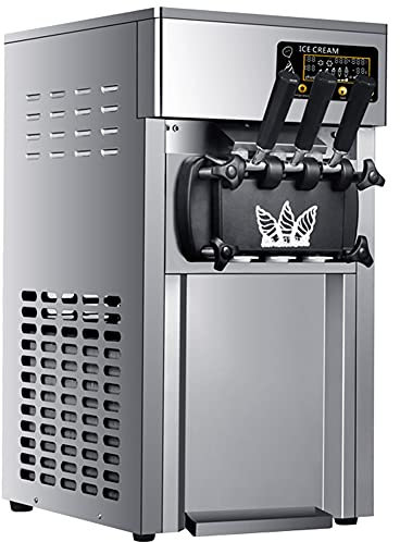 Commercial Ice Cream Maker, High-Capacity 18L-48/Hour Output with 3-Flavor Dispenser, Ideal for Restaurants, Snack Bars, and Supermarkets