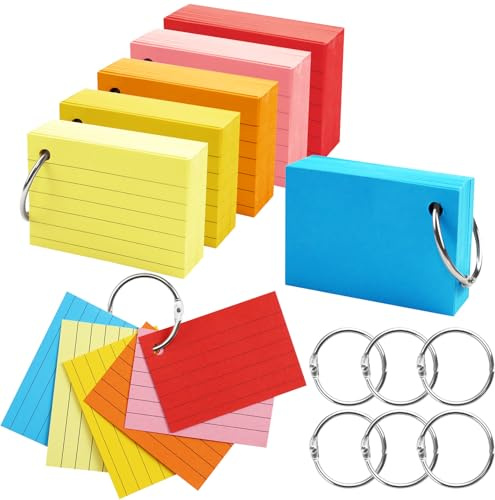 600 Pcs Flash Cards, Coded Index Cards Revision Card Flashcards for Office School Home Study Record 7.4 * 5cm
