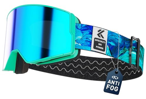 KAPVOE Selbsttönend & Farblinsen Skibrille Anti-Nebel UV400-Schutz OTG für Herren Damen und Jugendliche kompatibel mit Helm ideal für Ski Snowboard und Eisskaten K722