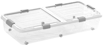 Ronyme Contenitore portaoggetti sottoletto con Ruote, Contenitore portaoggetti Traspirante, Organizer sottoletto per Scarpe da Camera da Letto, Chiaro