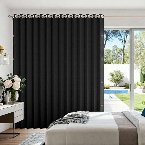 HMYI Vertical Shades, 100% Blackout Shades for Sliding Glass Doors, Closet Curtain, Vertical Blinds, 1 Panel, W100 x L96, Black