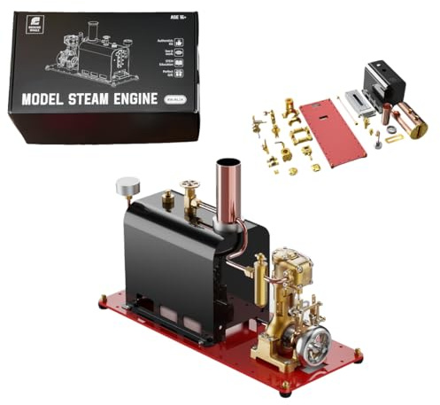 TBRICKFUNR RW-BL1K Mini Reversible Steam Engine Model Kit with Boiler, Single Cylinder Reciprocating Live Steam Engine for Model Boats, Collector's Display & Gifts for Industrial Hobbyists