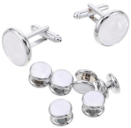 VALICLUD Manschettknappar och Skjortknappar för Fransk Manschett Runda Skalknappar för Bröllop Brudgum och Formella Affärskläder Elegant och Hållbar Accessoar för Fest och Arbete