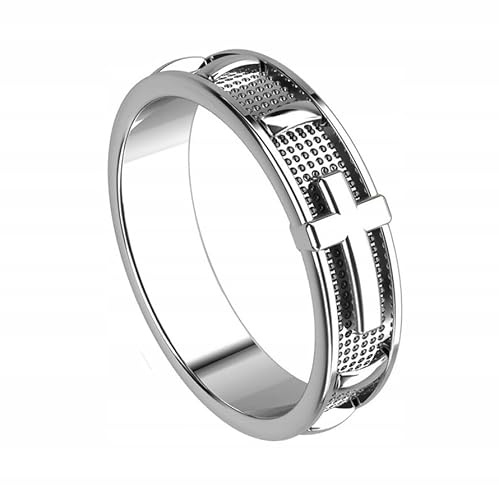 Ulex Premium 925 Sterling Silber Ringe Bandring Rosenkranz Rhodiniert Klassisch Elegant Handgefertigt Zeitlos Religiöser Schmuck Für Herren Und Damen Größe 68