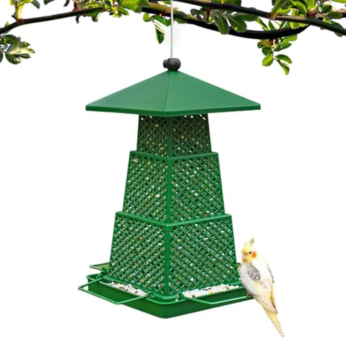 Mangiatoia Per Uccelli - Con Vassoio Quadrato Antiscoiattolo,Mangiatoia Esterna Con Supporto A Lati - Per Fringuelli Cinciallegra Giardino Patio Portico