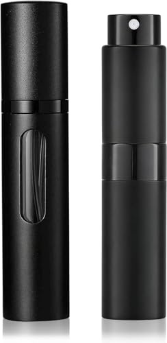 OSALALA Perfume Atomiser Refillable - 8ml 2PCS Mini Travel Perfume Bottle Empty, Small Spray Bottle Refill Aftershave Dispenser for Women and Men (Black & Black)