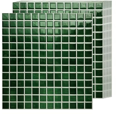 Peel and Stick Backsplash Tiles, Self-Adhesive Waterproof Oil-Proof Wall Tiles for Kitchen Bathroom, DIY Decorative Tile Stickers, No Glue Needed, 27x27cm, 10 Pack (Emerald Green)