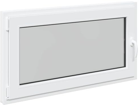 RISOR Manuellt källarfönster 110 x 60 cm PVC och glas, Modern fönsterdesign för källare, hållbart, energibesparande PVC-material, värmeisolering, ljudisolering