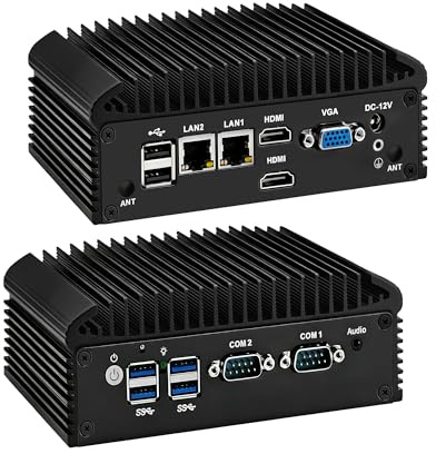 CWWK Mini PC N100 Fanless Industrial, 2X RS232/RS485 COM, 2 x Gigabit LAN, Micro Embedded Mini Computer Box, NO RAM/SSD/OS, DDR4, M.2 NVMe, SIM, SATA, Mini-PCIe, HD, VGA, 6USB