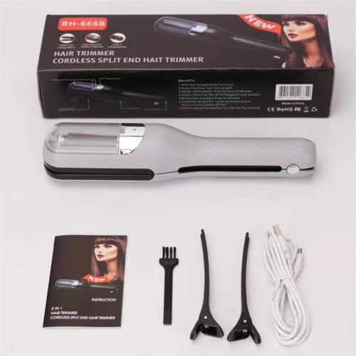 Recortadora de puntas abiertas recargable por USB con luz azul, eliminación automática de puntas abiertas, reparadora capilar, portátil, ideal para cabello dañado y seco, estilo femenino