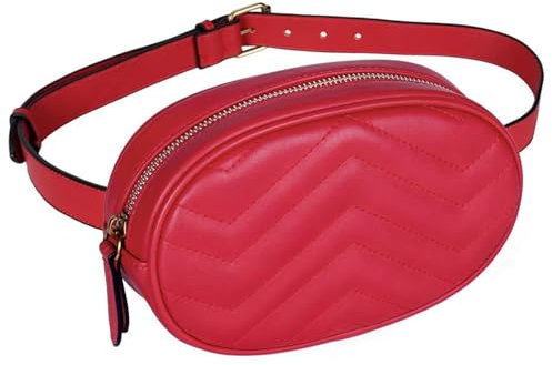 Geestock Bauchtasche Damen Stylisch Gürteltasche PU Leder, Fanny Pack Brusttasche Rot wasserdichte Hüfttaschen für Frauen Verstellbare Träger Brustbeutel, zum Wandern Das Einkaufen Gruppe Reisen