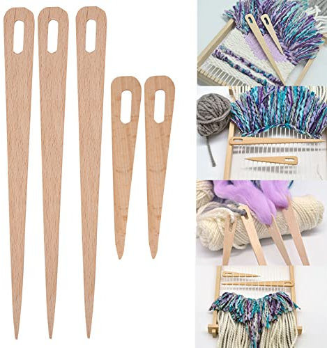 5 pezzi aghi per maglieria a occhio grande, tessitura del legno uncinetto ago telaio a mano bastone telaio per maglieria in legno ago per ago arazzo telaio per tessitura telaio