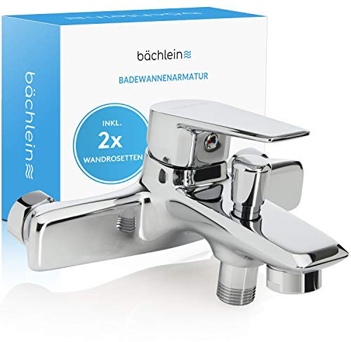 Bächlein Miscelatore Universale per Vasca da Bagno Cromo - Set Completo di Miscelatori per Vasca da Bagno con Accessori, Miscelatore Monocomando per Vasca da Bagno a Vista