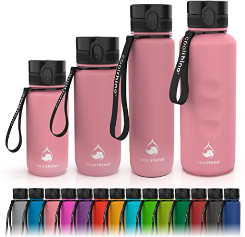 coolrhino Vattenflaska 650 ml för sport, utomhus, skola, fitness, barn och cykel – vattenflaska läckagesäker och BPA-fri – lämplig för kolsyra (nosros, 650 ml)
