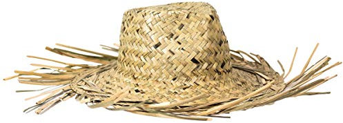 Trendario Strohhut Herren und Damen, geflochten und ausgefranst, Sommerhut Damen und Herren, Sonnenhut, Strandhut, Hawaii Hut - ideal für den Urlaub am Strand, Garten oder Sommer Partys