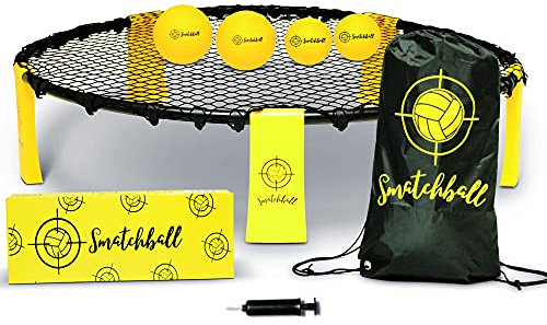 SMATCHBALL© Set Complet Premium de Mini Volleyball Spike | Lot avec 2 Filets et 4 Balles | Installation Rapide | Jeu d’Extérieur pour Adultes | Plage, Jardin, Parc