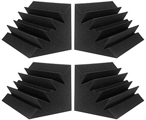 Lot de 4 panneaux de mousse acoustique d'angle pour studio - Isolation phonique - Isolation phonique - Isolation phonique - Bass Trap - Anti-feu