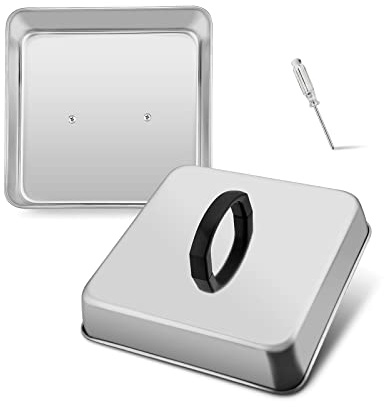 Small 6in Cheese Melting Dome, HaSteeL Stainless Steel Square Basting Steaming Cover Lid, Griddle Accessories for Kitchen Cast Iron Flat Top, Great for Cooking Grilling Burger Patty Steak Bacon - 2Pcs
