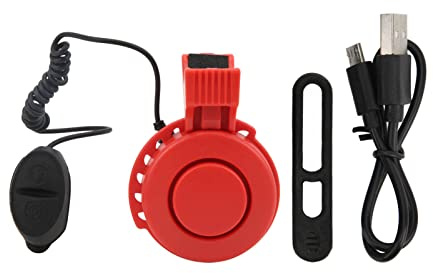 VGEBY Clacson per Bici Elettrica, Campanello per Bicicletta Ricaricabile USB Impermeabile per Mountain Bike, Bici da Strada(Rosso) Pezzi di Ricambio per Biciclette