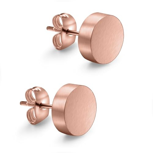 day.berlin Ohrstecker Twin 18k vergoldet | kleine Damen Ohrringe 7mm matt gebürstet, 2mm flach, 316L Edelstahl nickelfrei & wasserfest