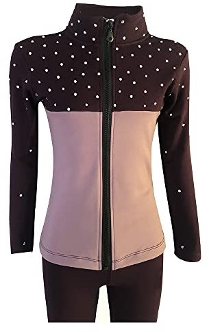LIUHUO Mädchen lila glänzende Strass Eiskunstlauf-Trainingsanzug, Violett, 140 cm