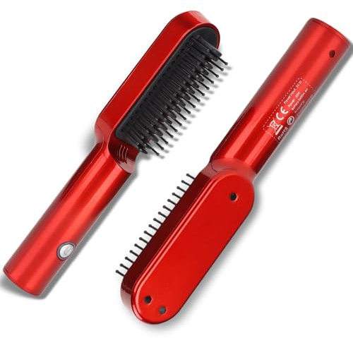 Haarglättungsbürste, Tragbar USB Aufladung Mini Bart Glätteisen, Gleichmäßige Erwärmung Professionelles Glättbürste für Das Styling Von Bart und Haar, Zuhause und Unterwegs Hairstyler