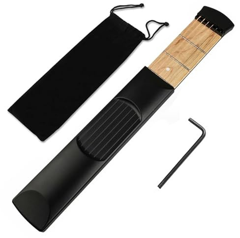 Musiin Gitarren-Griffbrett-Übungshals, tragbares 6-Bund-Gitarren-Akkord-Übungswerkzeug für Anfänger (schwarz)