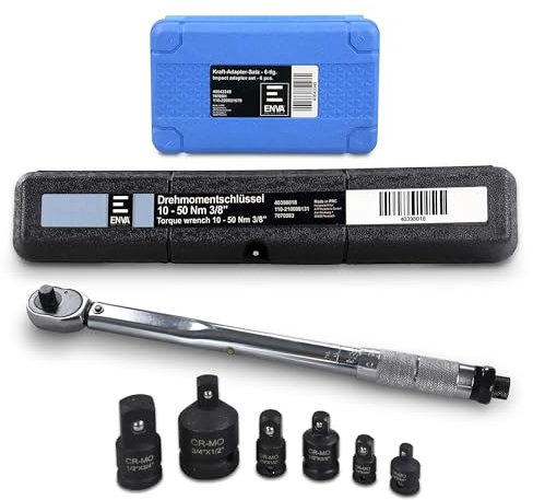 ENVA Clé dynamométrique - 10-50 Nm - 3/8 + jeu d'adaptateurs - 6 pcs.