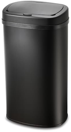 Bayt Mülleimer 60L mit Touch-Deckel – großer Abfalleimer in Schwarz, oval & geruchsdicht – modernes Design aus Metall für Küche, Büro & Haushalt