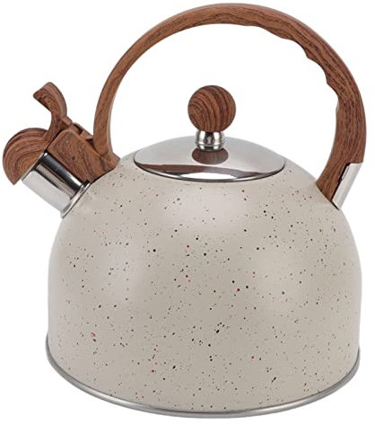 Bouilloire à thé, Bouilloire Sifflante 2,5 L Ay Théière de Cuisinière en Acier Inoxydable pour Eau Bouillante Gris (Beige)