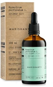 Hipérico o hierba de San Juan (Hypericum Perforatum) Tintura madre sin alcohol - extracto líquido - gotas - 100ml - Complemento alimenticio - Marishanti - 100% Natural y Vegano