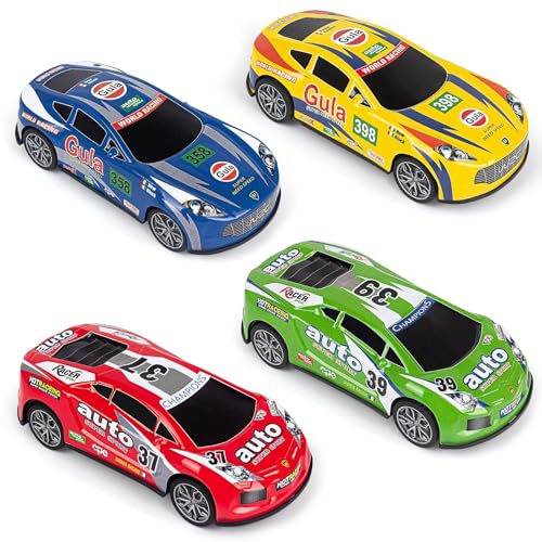 Spielzeugauto Set, 4 PCS Auto Spielzeug, Auto Kinder, Mini Auto, Rennauto Spielzeug, Aufziehautos mit Rückzug, Spielzeugautos ab 3 Jahre, Geburtstagsgeschenke für Jungen und Mädchen