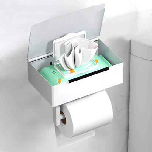 Toilettenpapierhalter Edelstahl, Rollenhalter Selbstklebend Oder Bohren, WC Klopapierhalter für Toilette Badezimmer Küche (Weiß, Stil A)