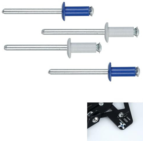 Kit 4 rivets pour fixation plaque d'immatriculation moto scooter quad 2 rivets bleus + 2 rivets blancs pour plaques d'immatriculation