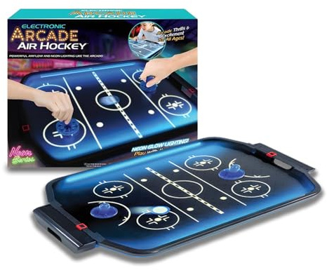 BONAFIDE Elektronisches Arcade Air Hockey, Tabletop Air Hockey, LED Championship Air Hockey Set, Mini Arcade Air Hockey Tisch mit 2 Puck, 2x Schieber oder 1x Basiseinheit, Air Hockey Tisch