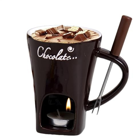 Schokoladen Fondue Set - Schokofondue Teelicht Beheizt, Mit Fondue Gabeln, Keramik-Schokoladen-Schmelzbecher, Teelicht-Butterwärmer, Für Süßigkeiten, Käse, Schokolade, Butter, Spülmaschinenfest