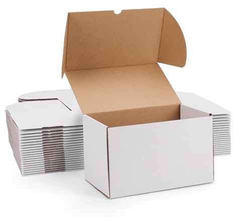 EYMPEU 20 Stück 25,4 x 15,2 x 15,2cm Weiße Versandkarton, Kartons für Gegenstände, Spielzeug, Schreibwaren und Weihnachtspäckchen