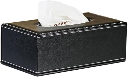 PGPAYH Taschentuchbox, Taschentuchhülle, Taschentuchhalter, rechteckige Taschentuchbox-Abdeckung, Taschentuchbox-Halter aus Leder, Serviettenhalter, magnetischer Boden(Black)