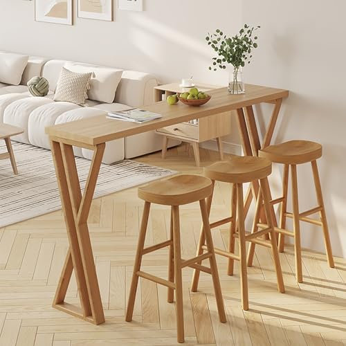 Industrieller Esstisch Aus Massivholz, Frühstückstisch, Esstisch in Thekenhöhe, Schmaler Bistrotisch, Esstisch for Kleine Küchenbars, for Schmale Räume, Wohnzimmer – Ohne Hocker(120*40*105cm/47*16*41i