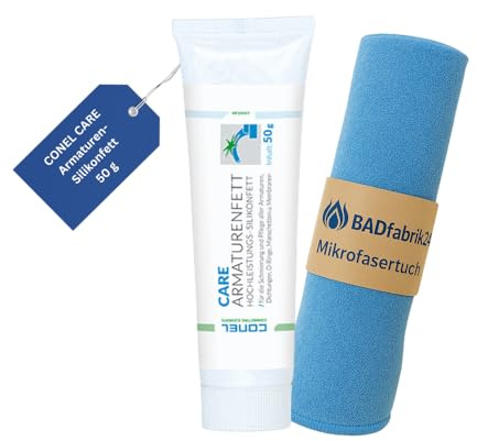 BADfabrik24 CONEL CARE W 47 Armaturen-Silikonfett 50 g + Mikrofasertuch